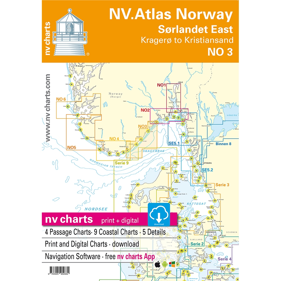 NV_Chart Kart kombi Atlas No 3 - Kristiansand til Kragerø